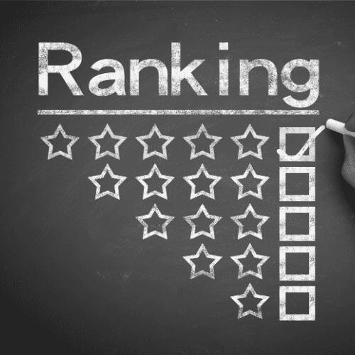 Black and white image of a chalkboard with 5-star ranking, representing business success with CodexCon's affordable web design.